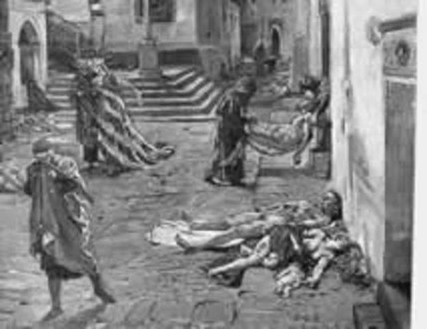 Black death first appears in Florence