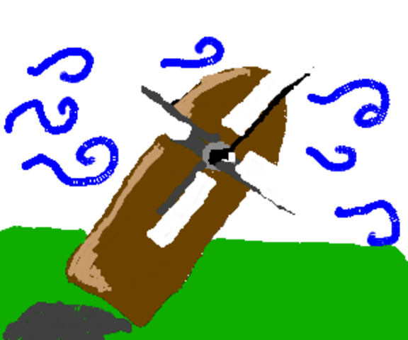 Snowball  tips over the windmill