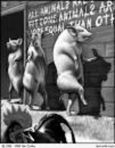 Pigs turning to people and breaking the rules