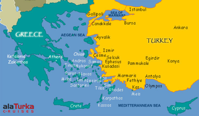 Turkey and greece and only on island