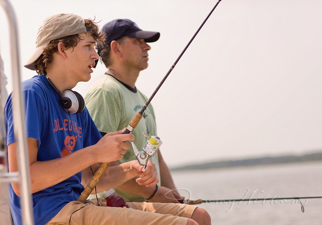 Oscar goes fishing with his dad!