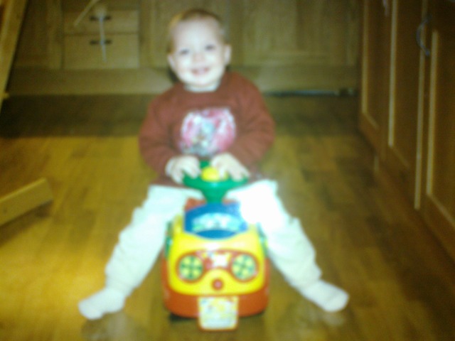 Thomas is riding hi favorite plastic3-wheel bike all time in Sweden, Sødertelje