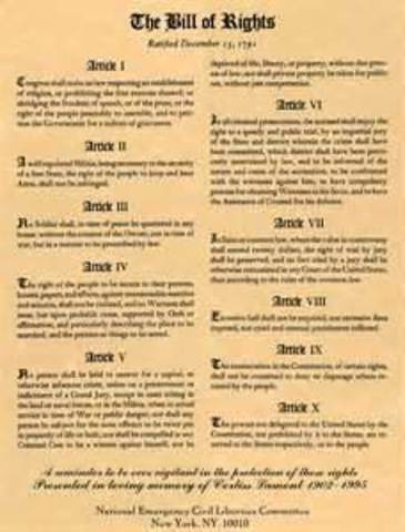 Bill of Rights were Added to the Constitution