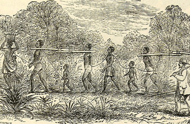 First boatload of African slaves.