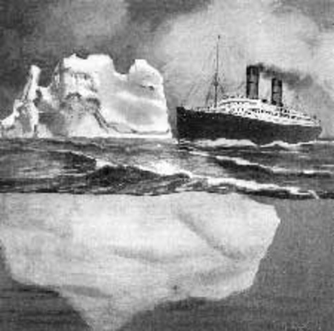 At 11:40 PM, the Titanic hits an iceberg
