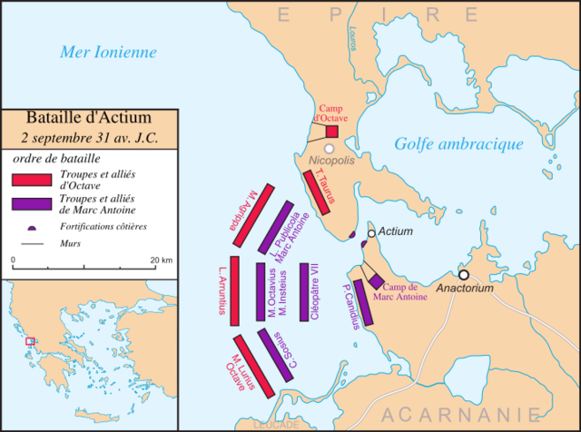Octavianus recieves the title Augustus after  he defeats Anthony and Cleopatra at the battle of actium