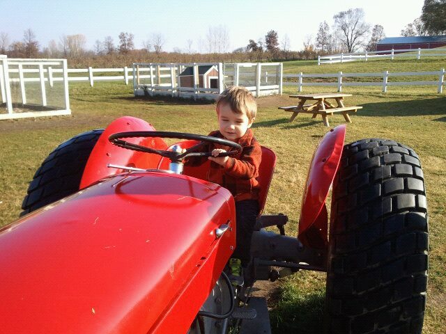 Sam kann schon Tractor fahren!