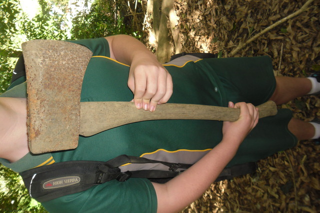 a person with a iron axe