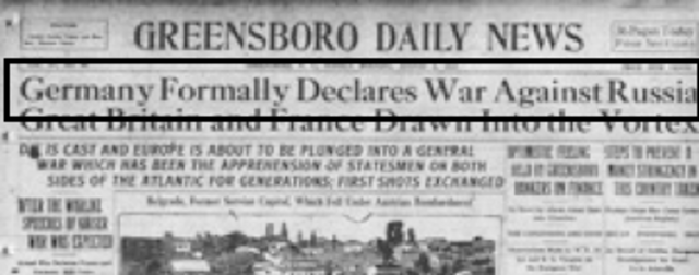 Germany declares war on Russia and then France