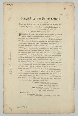 The Naturalization Act of 1790