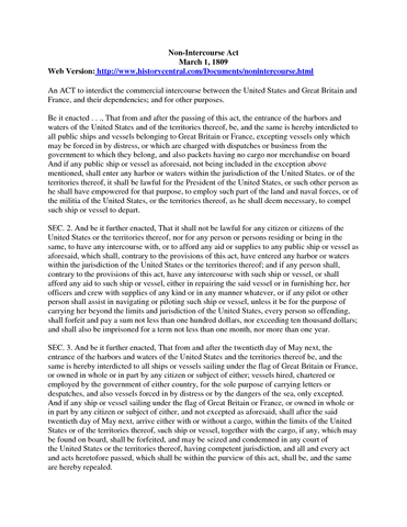 Non-Intercourse Act 1809