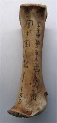 Oldest record of writing in China on bones.