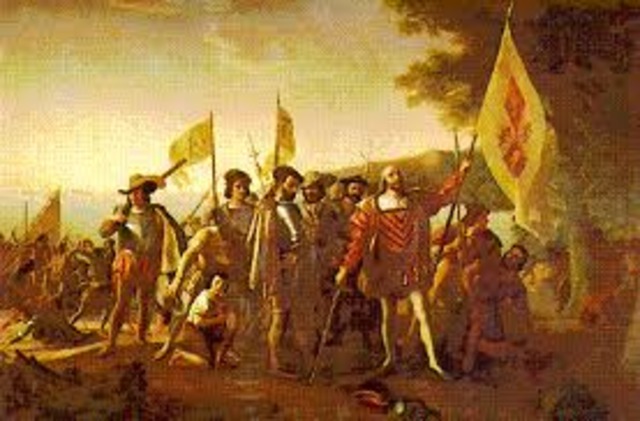 Columbus reaches America (First Voyage).