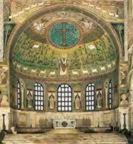 Saint Apollinare amid sheep