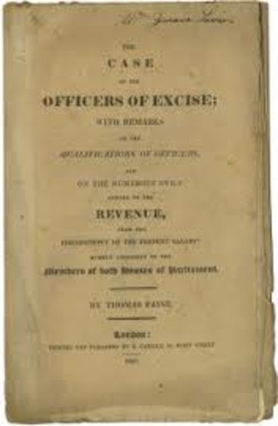 THOMAS PAINE PUBLISHES THE CASE OF THE OFFICERS OF EXCISE PROTESTING FOR HIGHER WAGES