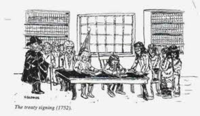 Indians sign treaty with Chelmsford and Mass General Court giving up their claim/right to use the land of Westford as their hunting grounds