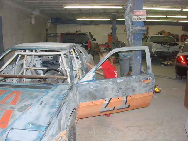 Sanding the race car down
