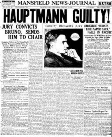 Bruno Hauptmann found guilty for the kidnap and murder of Lindberghs child