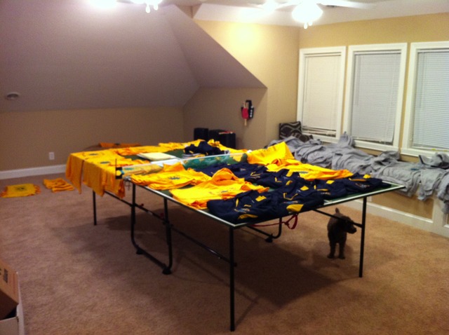 Pick up completed spirit wear orders & sort!