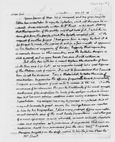 Primary Source/Quote- Jefferson's letter to William Short