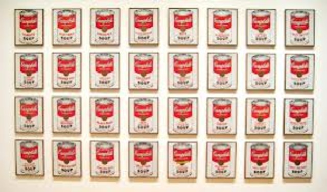Andy Warhol exibits his Campbell Soup Can