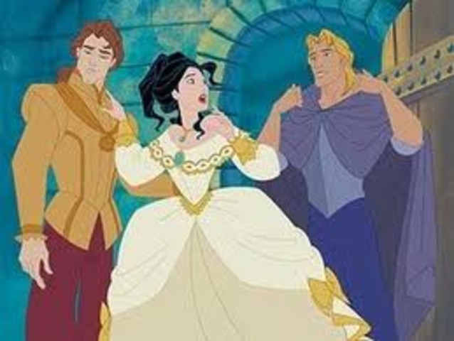 Pocahontas(Rebecca)finds and meets John Smith