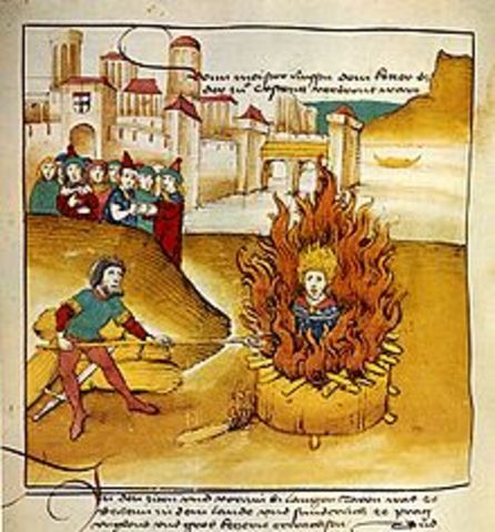 John Wycliff and Jan Huss burned at the stake.