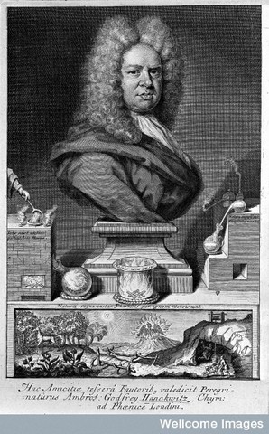 1722	Hopffer patents the fire extinguisher  Ambrose Godfrey