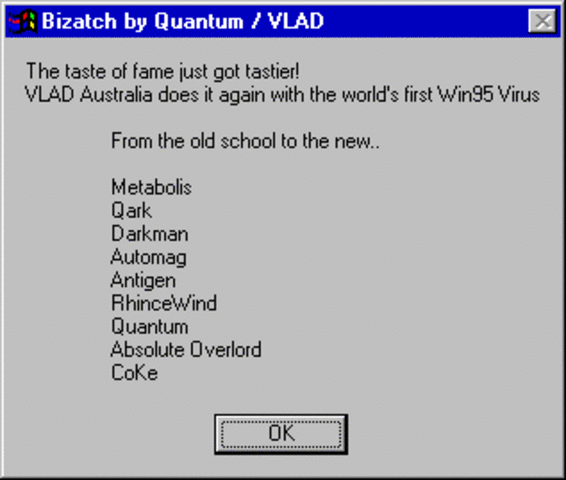 Первый вирус для Windows 95