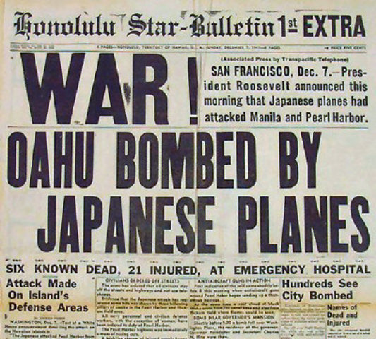 Pearl Harbor bombed by Japan