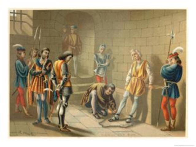 Columbus proposes his plan to the King and Queen of Spain.