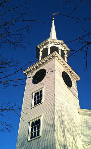 Surveying of the site for Westford's first meeting house (near present site of First Parish Church)