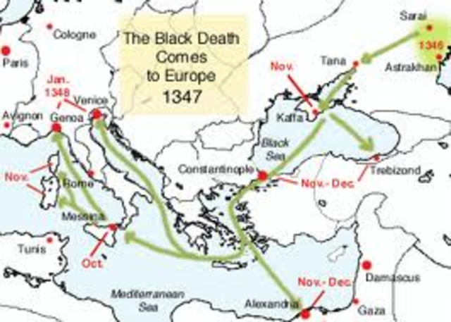 The Black Deaths introduction to Europe