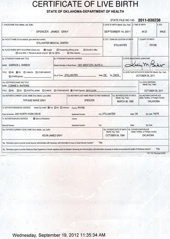 Spencer James Gray Born