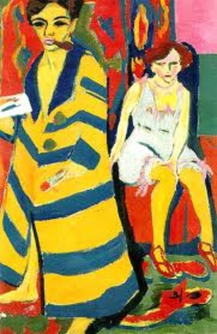 Self Portriat with Model by Kirchner