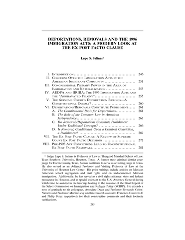 The Immigration Act of 1990 limits legal immigration and restates the basis for exclusion and deportation of individuals.