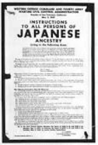 President Franklin D. Roosevelt gives the executive order 9066  which sends Japanese Americans  to internment camps.