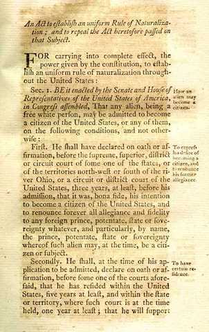 The Naturalization Act of 1790