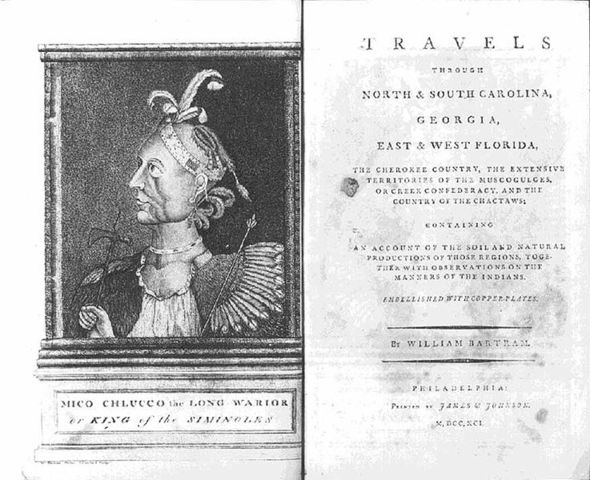 18th-century naturalist William Bartram’s southern journey from March, 1773 to January, 1777