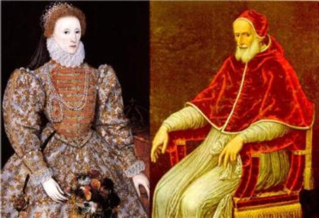 Pope excommunicates with Elizabeth