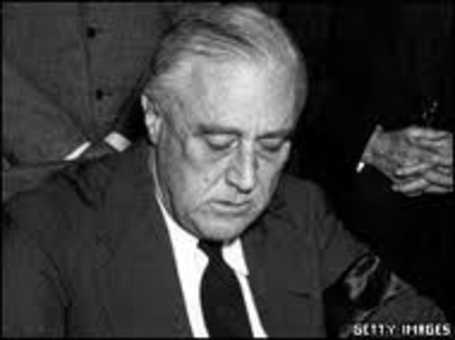 US declares war on Germany, Italy, and Japan