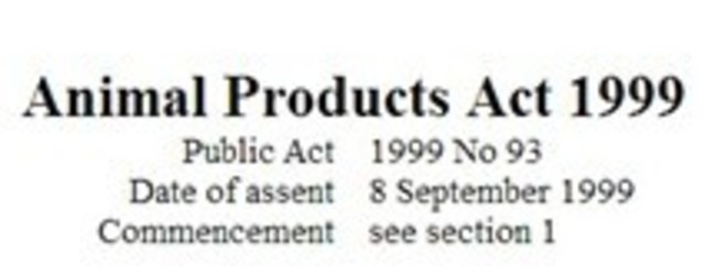 Animal Products Act 1999 comes into force