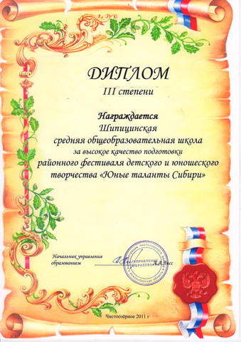 2 МЕСТО в районном фестивале детского и юношеского творчества "Юные таланты Сибири".