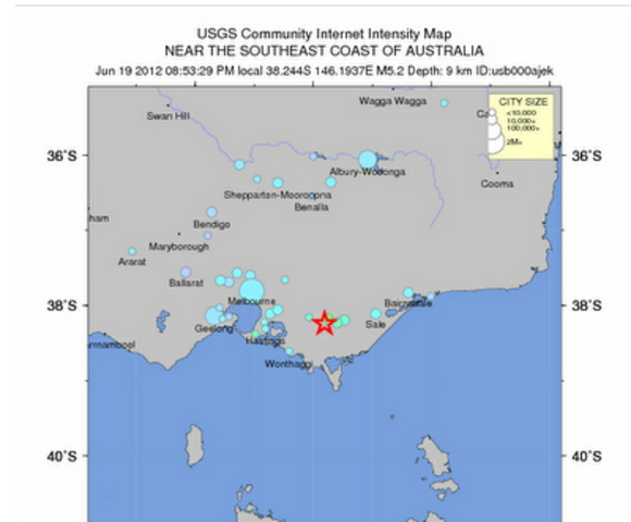 M 5.5 Earthquake near Moe, Victoria