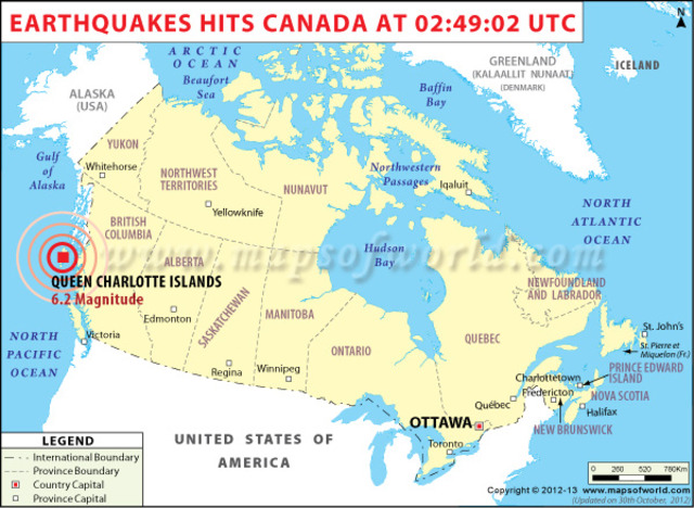 A powerful earthquake with a magnitude of 7.7 hit Canada's Pacific coastal