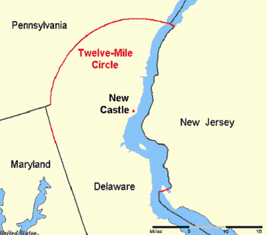 Separation between Delaware and Pennsylvania