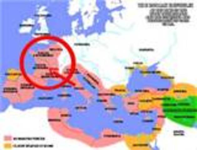 Finishes conquerinng all of northern and central Gaul.