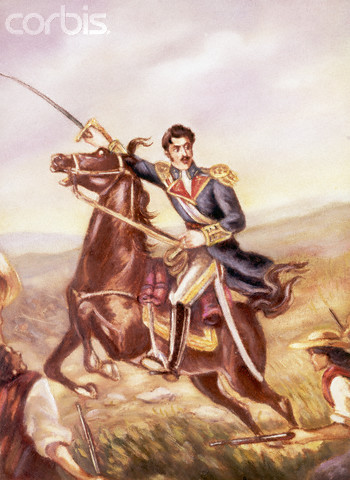 Simon Bolivar leads soldiers