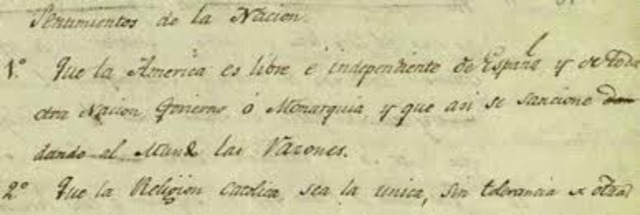 Se inaugura el congreso de chilpancingo y se leen los sentimientos de la nacion escrtitos por morelos.