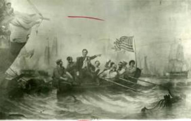 Captain Perry defeats the British at the Battle of Lake Erie.